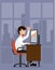 Merry office worker.successful businessman.illustration