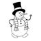 A merry snowman in a top hat and a scarf shows a thumbs up like on Christmas.