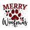 Merry Woofmas Christmas - Paw print shaped dog or cat paw prints for gift tag.