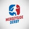 Merseyside Derby Of Liverpool And Manchester, United Kingdom, England. Football Or Soccer Logo Label Emblem Design
