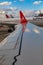 Mersin, Turkey November 2020. Runway and boarding aircraft at the international airport