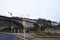 Mertert, Luxembourg - 11 30 2023: Freight train approaching on the Germany - Luxembourg border bridge