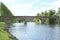 Mertoun old bridge over salmon beat on river Tweed