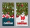 Mery Christmas banner set. Xmas and Happy New Year realistic design concept. Green fir tree branches, baubles, gift boxes with red