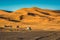 Merzouga, Morocco - October 12, 2013. Off road cars driving in dunes of Erg Chebbi