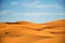 Merzouga sahara, desert with evening light. Golden light in the dunes. Scenic landscape.