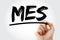 MES - Manufacturing Execution System acronym with marker, business concept background