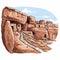 Mesa Verde. Mesa Verde hand-drawn comic illustration. Vector doodle style cartoon illustration