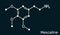 Mescaline molecule. It is hallucinogenic, psychedelic,  phenethylamine alkaloid. Skeletal chemical formula on the dark blue