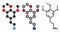 Mescaline peyote cactus psychedelic molecule. Stylized 2D renderings and conventional skeletal formula.