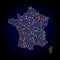 Mesh 2D Map of France with Colorful Light Spots