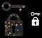 Mesh Lock Key Glare Icon with Multicolored Glare Spots