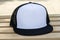 Mesh trucker hat cap flat visor with black and white color