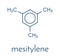 Mesitylene aromatic hydrocarbon molecule. Important solvent in chemical industry and volatile organic compound VOC pollutant in.