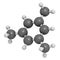 Mesitylene aromatic hydrocarbon molecule. Important solvent in chemical industry and volatile organic compound VOC pollutant in.