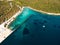 Mesmerizing aerial view of the azure sea next to the forest, Croatia