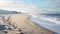 Mesmerizing Beachscape: Sandy Beach With Waves And Footprints