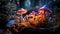 A mesmerizing capture of a variety of mushrooms thriving in a mystical forest, showcasing the diverse and vibrant world of fungi