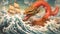 Mesmerizing Dragon and Wave Composition in Japanese Arts