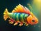 Mesmerizing Fish vibrant colors digital paiting AI generated