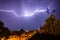 Mesmerizing image of a stormy sky over houses.