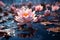 Mesmerizing lotus blossoms, floating on enchanting waters, a magical sight