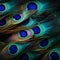 Mesmerizing macro shots of vivid peacock feathers with text space