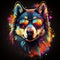 A mesmerizing neon Husky, illuminated with neon lights by AI generated