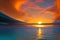 A Mesmerizing Ocean Sunset View: Glimmering Waters and Calming Hues with Generative AI