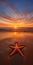 Mesmerizing Orange Sunrise Starfish On A Serene Beach