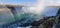 Mesmerizing panoramic view of the double rainbow over the Niagara Falls