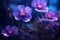 Mesmerizing Purple flowers closeup dramatic. Generate Ai