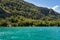 Mesmerizing scenery of Cochrane lake with mountains in background in the Patagonia of Chile