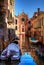 Mesmerizing shot of canal with Church Madonna dell\'Orto in Cannaregio district of Venice, Italy