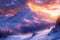 Mesmerizing snowy landscape Sunrise illuminates majestic mountain peaks