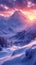 Mesmerizing snowy landscape Sunrise illuminates majestic mountain peaks