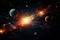 Mesmerizing sunrise over captivating planets in space, enchanting display of asteroids
