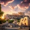 Mesmerizing sunset over the Acropolis in Athens, Greece