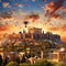 Mesmerizing sunset over the Acropolis in Athens, Greece