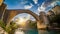 Mesmerizing sunset over the ancient Mostar bridge in Bosnia