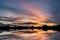 Mesmerizing sunset view in the natural area of the Barruecos, Extremadura