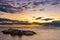 Mesmerizing sunset view with the stone formation in front of the Lubmin pier