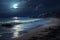 Mesmerizing Tropic night beach sea. Generate Ai