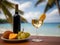 Mesmerizing tropical paradise a relaxing getaway with wine and fruits.