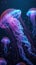 Mesmerizing underwater scene jellyfish glow in the poisonous ocean depths
