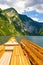 Mesmerizing vertical shot of Lake Toplitz Neuhaus in Austria on a warm, sunny afternoon