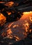 Mesmerizing vertical shot of lava flowing over the bumpy mountain