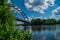 Mesmerizing view of a beautiful Missouri river, a bridge at Leavenworth Kansas