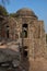 A mesmerizing view of hauz khas lake and garden from the hauz khas fort at hauz khas village at winter foggy morning