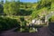 Mesmerizing view of the lush nature and old buildings of Sao Miguel island, Azores, Portugal